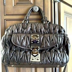 Miu Miu Large Matelasse Charcoal/Dark Grey Bag